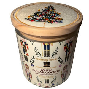 Kirkland’s Home Cookie Candle Warm Sugar 15 oz Nutcracker Jar w/ Embroidered Lid
